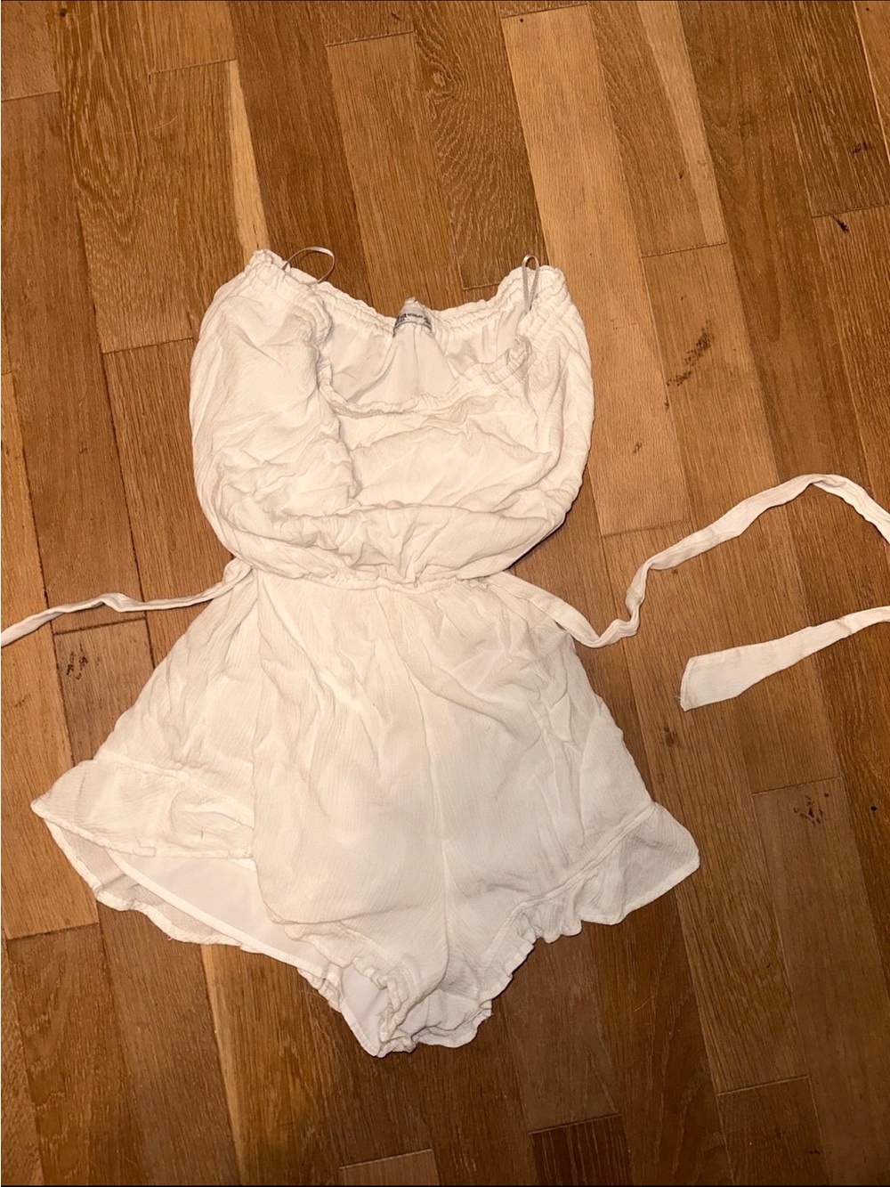 Hollister White Strapless Tie-Waist Romper